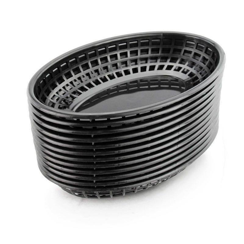 New Star Foodservice 44140 Fast Food Baskets, 9 1/4-Inch x 6-Inch Oval, Set of 12, Black - Image 1