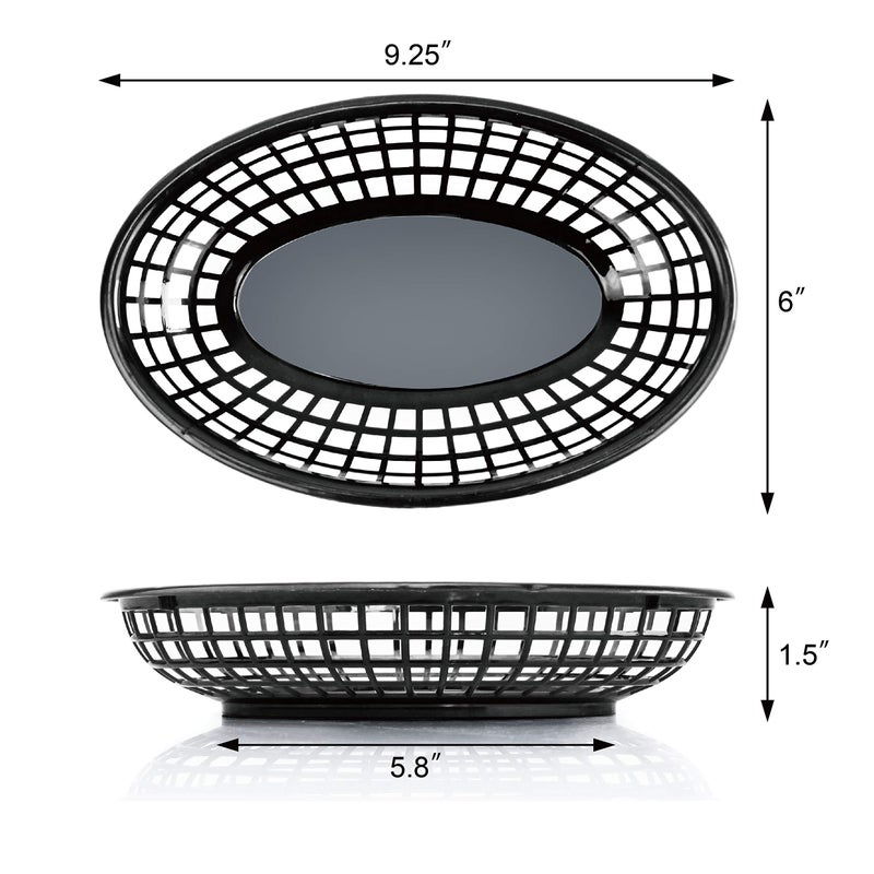 New Star Foodservice 44140 Fast Food Baskets, 9 1/4-Inch x 6-Inch Oval, Set of 12, Black - Image 4