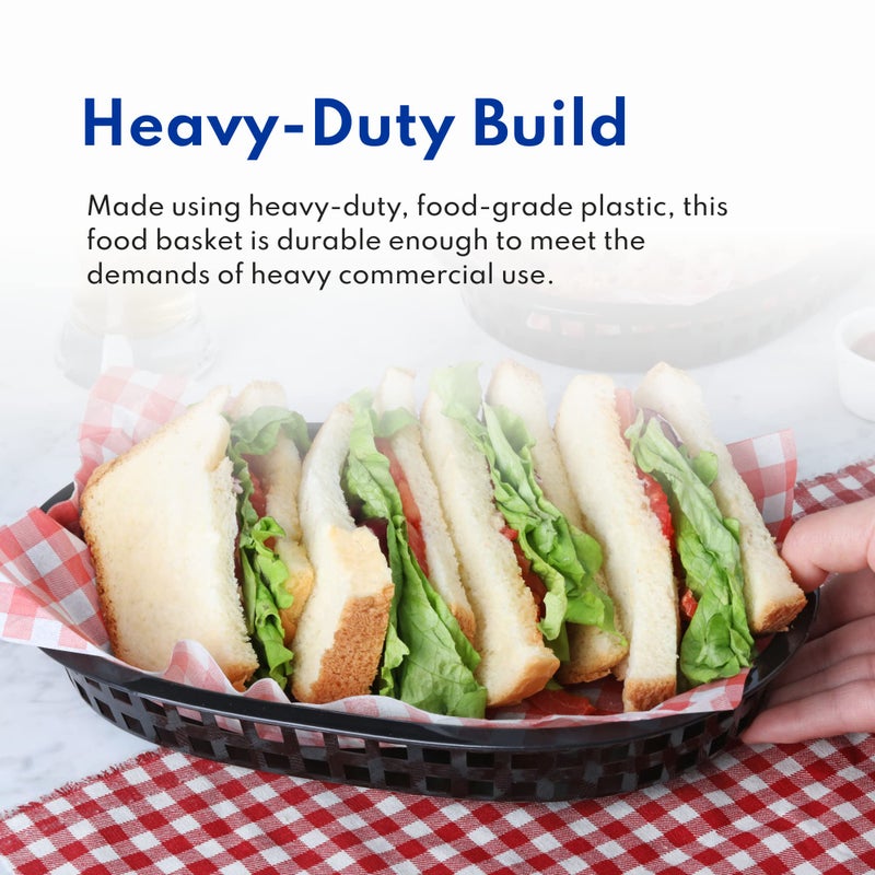 New Star Foodservice 44140 Fast Food Baskets, 9 1/4-Inch x 6-Inch Oval, Set of 12, Black - Image 5