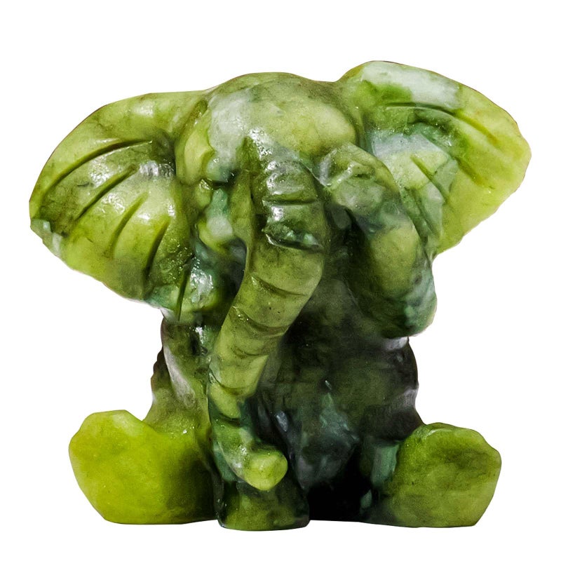Apengshi Natural Crystal Figurine Elephant Raw Stone Jade Cute Figurine, Decorative Animal Statue (Cute Elephant) - Image 1