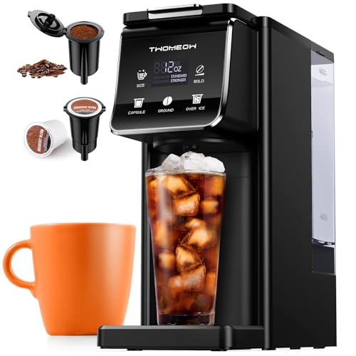 TWOMEOW K Cup Coffee Maker With Bold Setting Single Serve Hot Iced Coffee Maker for KCup and Grounds 52 Oz Removable Water Tank 6 to 14oz Brew Size Pod Coffee Machine With Reusable FilterBlack - Image 1