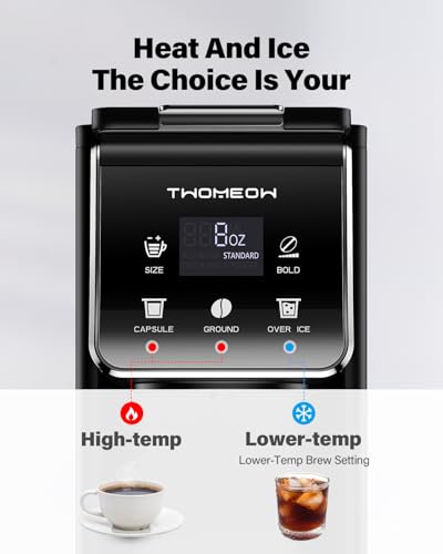 TWOMEOW K Cup Coffee Maker With Bold Setting Single Serve Hot Iced Coffee Maker for KCup and Grounds 52 Oz Removable Water Tank 6 to 14oz Brew Size Pod Coffee Machine With Reusable FilterBlack - Image 3