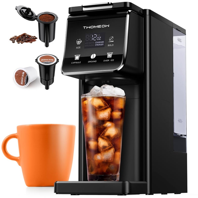 TWOMEOW K Cup Coffee Maker With Bold Setting Single Serve Hot Iced Coffee Maker for KCup and Grounds 52 Oz Removable Water Tank 6 to 14oz Brew Size Pod Coffee Machine With Reusable FilterBlack - Image 2