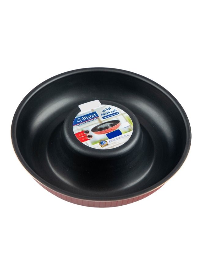 Bister Stripy Classy Round Cake Mold Aluminium Layered with Tefloan Coating, 24cm Drak Red Color - Image 3