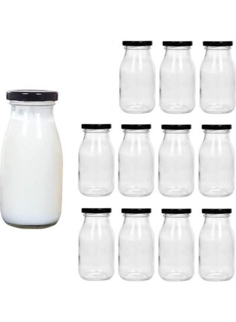 Bluejw زجاجة عصير زجاجية فارغة مع غطاء مكونة من 12 قطعة - Image 1