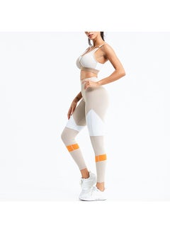 NIBEMINENT Women's 2 Pieces Outfits Sleeveless Mesh Sports Bras High Waist Push up Seamless Yoga Leggings Quick Dry Breathable Workout Fitness Gym Pullover Suits 32x26x4cm  - Image 1