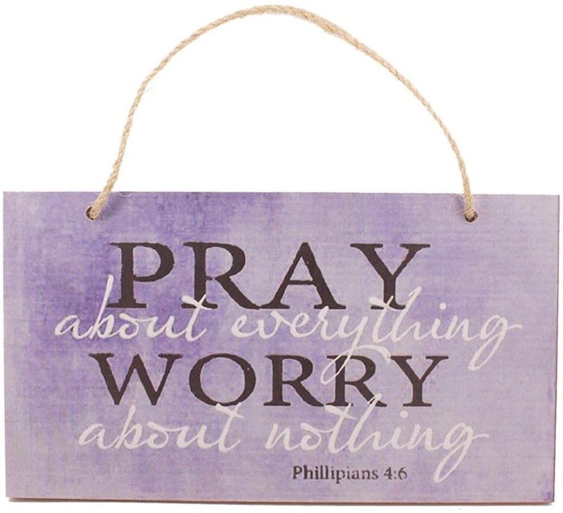 Ergonflow Pray About Everything Wooden Sign Decor 9.5" by 5.75" 41-250 (Premium Edition)