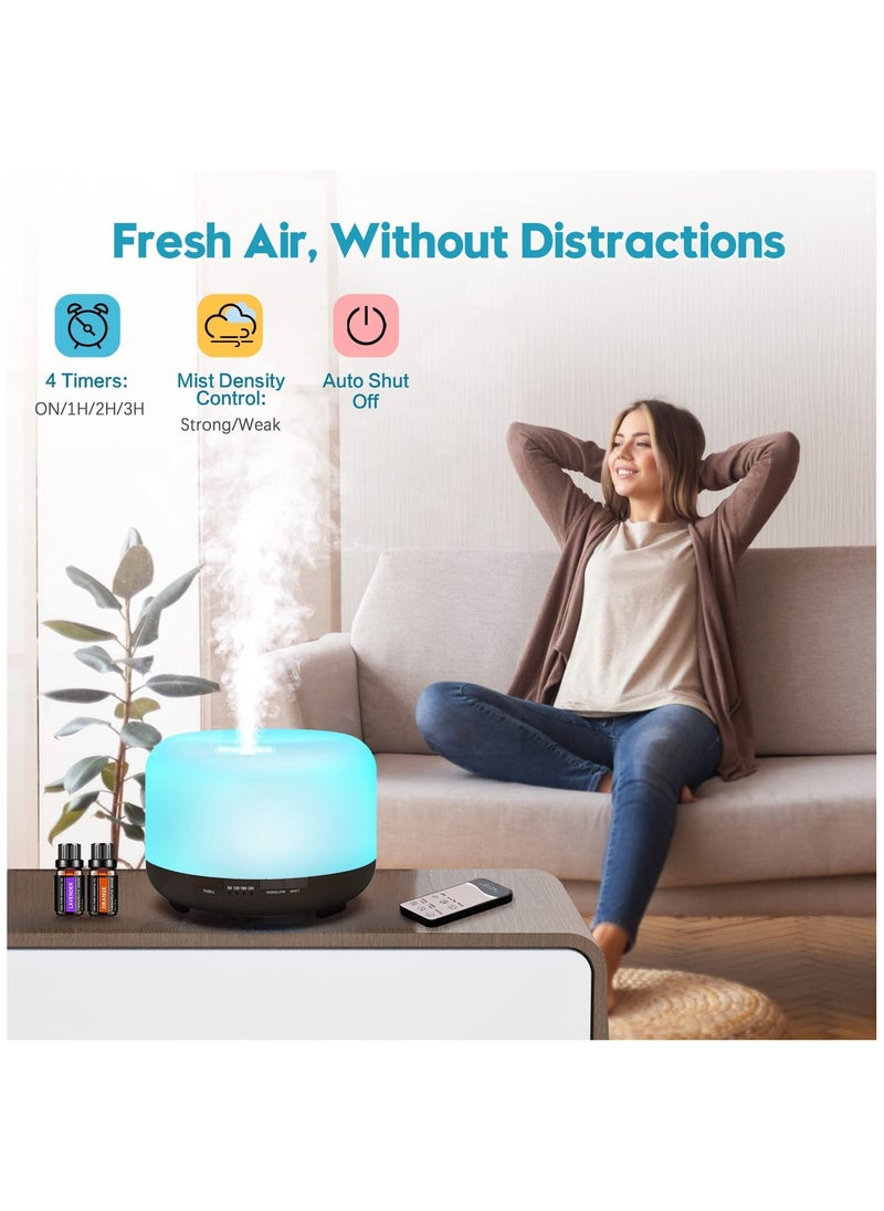 Arabest - Essential Oil Diffusers, 500ml Diffusers for Essential Oils Large Room,Home, Aromatherapy Oil Diffuser with Cool Mist - Image 1