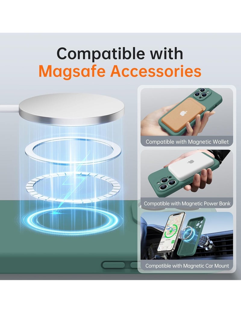 ELTRAZONE iPhone 16 Pro Max Case with 2 Screen Protectors - MagSafe Compatible, Upgraded Camera Protection, Liquid Silicone Protective Case (6.9”) - Dark Green - Image 2