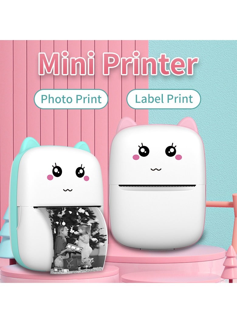 Mini Portable Thermal Printer, 1 Roll, 3 Rolls Of Color Paper +5 Rolls Of Thermal Paper +5 Rolls Of Self-Adhesive Paper + 1 Pack Of Color Pens - Image 3