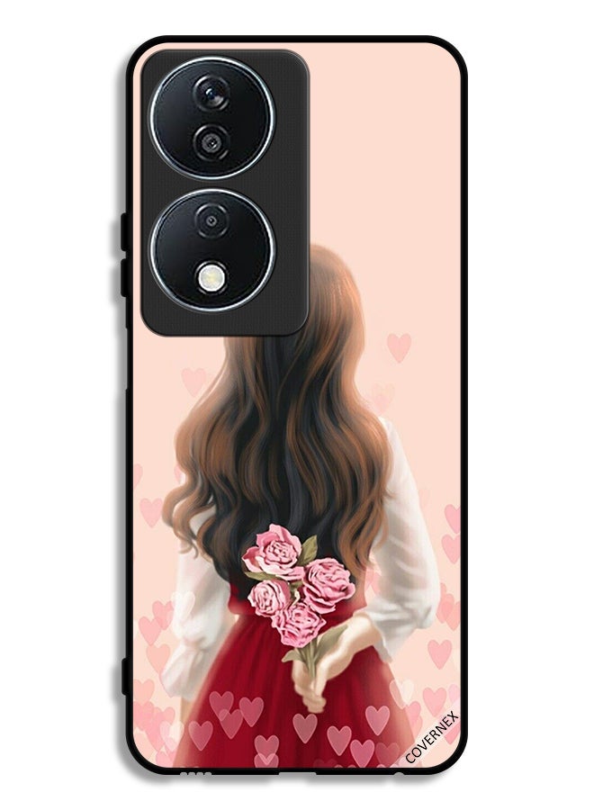 Covernex Honor X7b 5G Protective Case Cover Girl Hiding Flowers - Image 1