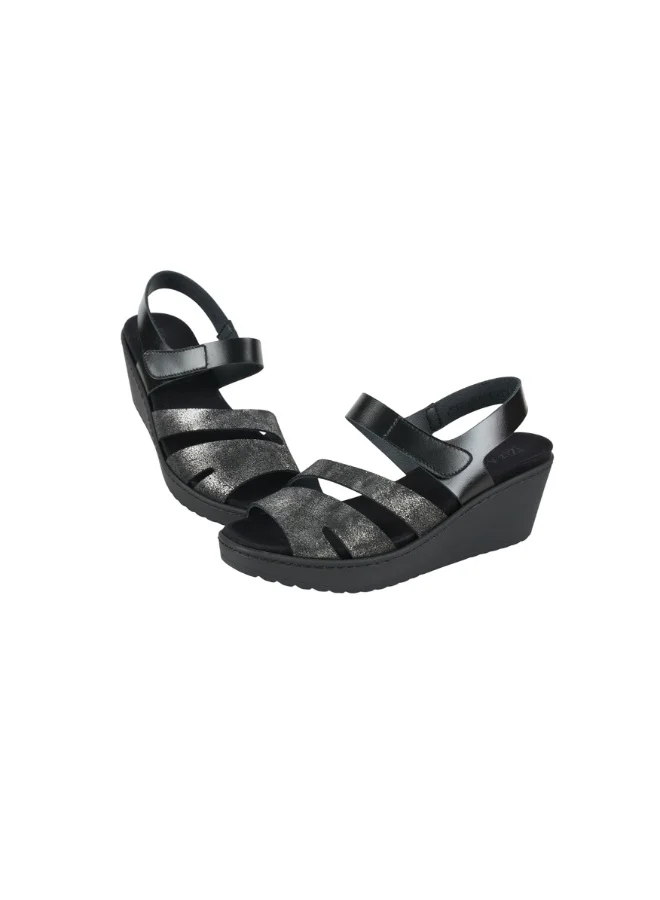 زينة 221-383 Zayna Ladies Wedge Sandals Milan 21511T Black