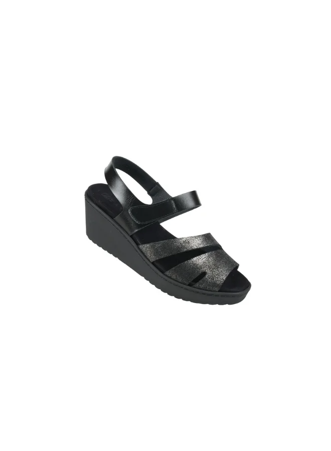 زينة 221-383 Zayna Ladies Wedge Sandals Milan 21511T Black
