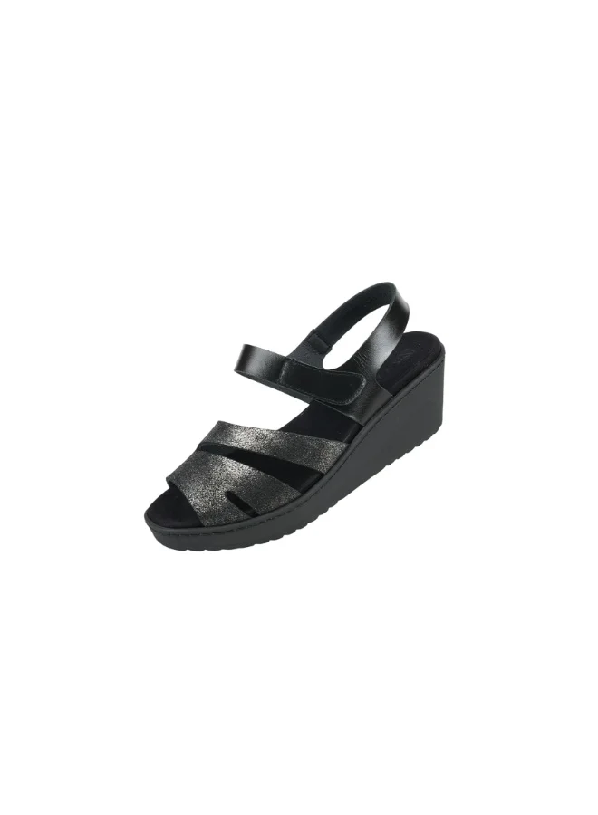 Zayna  221-383 Zayna Ladies Wedge Backstrap Sandals Milan 21511T Black  | Best Price UAE