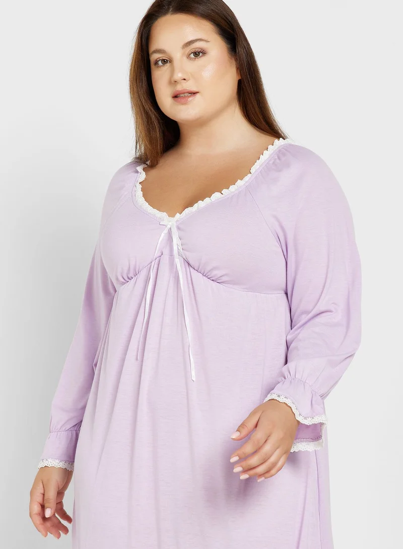 Ella Plus Contrast Seam Detail Nightdress