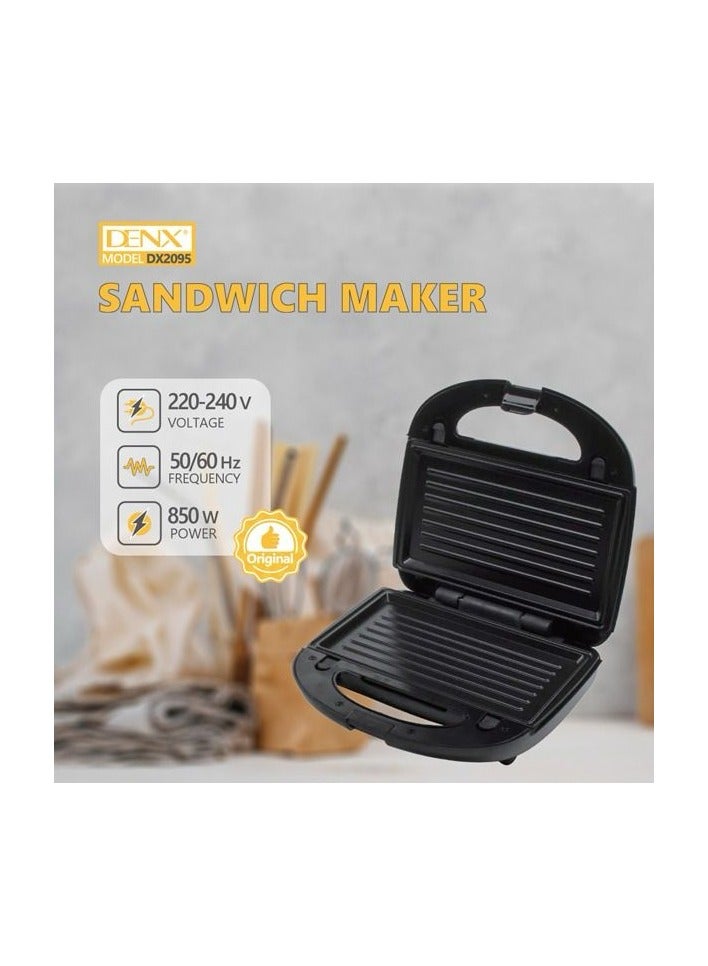 Denx 850W Sandwich Maker - Black - Image 5