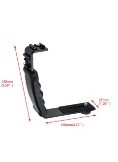 SYOSI Camera L Bracket Mount,  Video Grip L-Bracket with Cold Shoe Mount 1/4'' Tripod Screw Heavy Duty Padded Hand Grip for DSLR Camera Camcorder  - Image 2