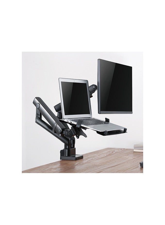 نيوستار ذراع شاشة مزدوج من الألومنيوم مع حامل لابتوب، ذراع نابض ميكانيكي نحيف، يناسب شاشات 17–32 بوصة، حركة كاملة مع إمالة ودوران وضبط ارتفاع، متوافق مع VESA 75x75/100x100، أسود (LDT20-C024ML) - Image 2