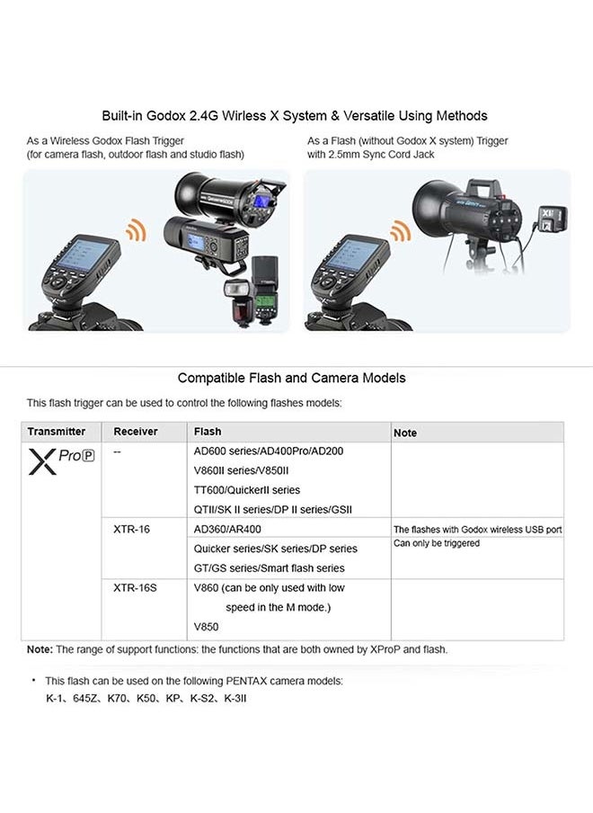 Godox Godox Xpro-P TTL Wireless Flash Trigger with 1/8000s HSS, 5 Group 4 Fuction Button for Pentax K-1, 645Z, K70, K50, KP, K-S2, K-3 II Digital Cameras  - Image 5