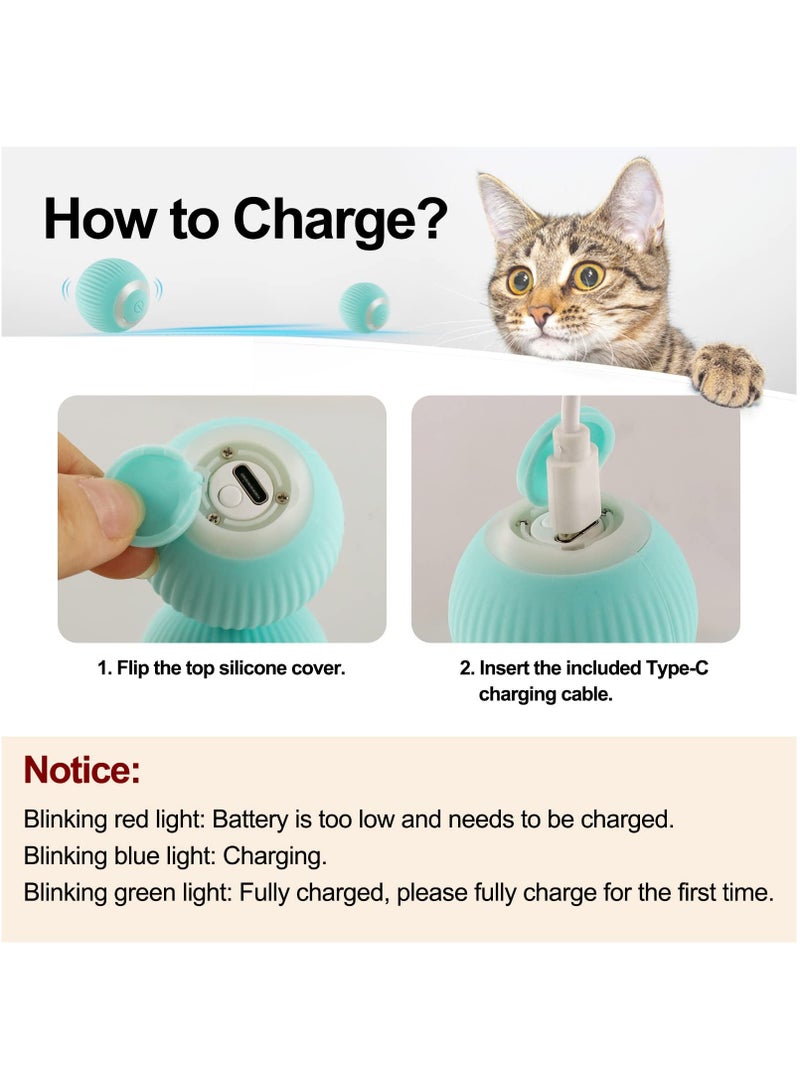 Interactive Ball Toy for Cats, Intelligent Automatic Mobile Ball Puzzle USB Charging Pet Toy with Light, Fun Gift for Kitten（Green） - Image 4