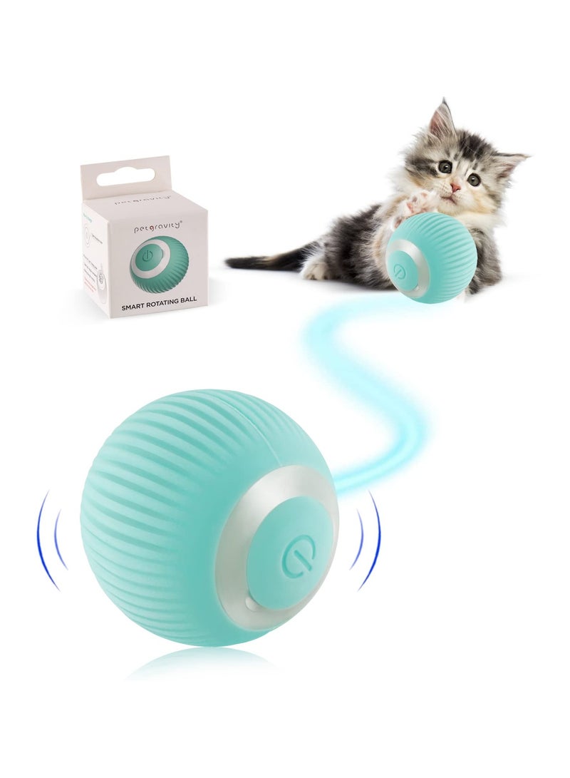 Interactive Ball Toy for Cats, Intelligent Automatic Mobile Ball Puzzle USB Charging Pet Toy with Light, Fun Gift for Kitten（Green） - Image 1