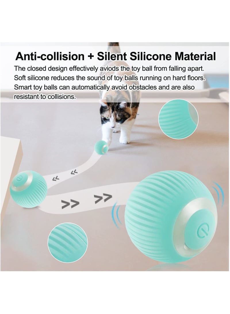 Interactive Ball Toy for Cats, Intelligent Automatic Mobile Ball Puzzle USB Charging Pet Toy with Light, Fun Gift for Kitten（Green） - Image 5