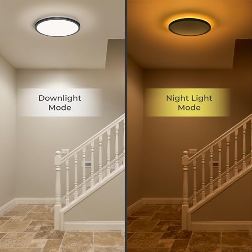 Matane Flush Mount Ceiling Light Fixture with Remote Control, Nightlight 8.7 Inch 18W 3000K-6500K Adjustable, Led Low Profile Ceiling Lights for Bedroom, Living Room,Dining Room, Kitchen, Round Black - Image 2