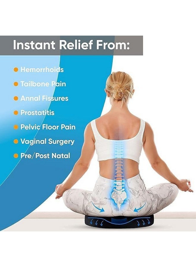 BOS MEDICARE SURGICAL وسادة دائرية طبية من BOS مخصصة لتخفيف آلام العصعص، عرق النسا، أسفل الظهر، البواسير وآلام العمود الفقري - حلقة مريحة من رغوة الذاكرة لمقعد المكتب ومقعد السيارة (أزرق) - Image 2