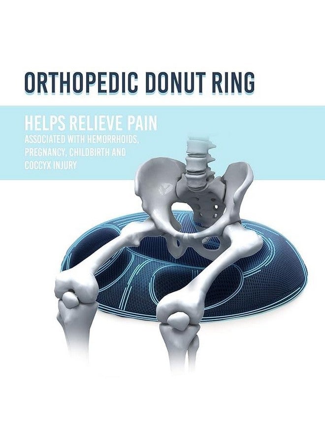 BOS MEDICARE SURGICAL وسادة دائرية طبية من BOS مخصصة لتخفيف آلام العصعص، عرق النسا، أسفل الظهر، البواسير وآلام العمود الفقري - حلقة مريحة من رغوة الذاكرة لمقعد المكتب ومقعد السيارة (أزرق) - Image 3