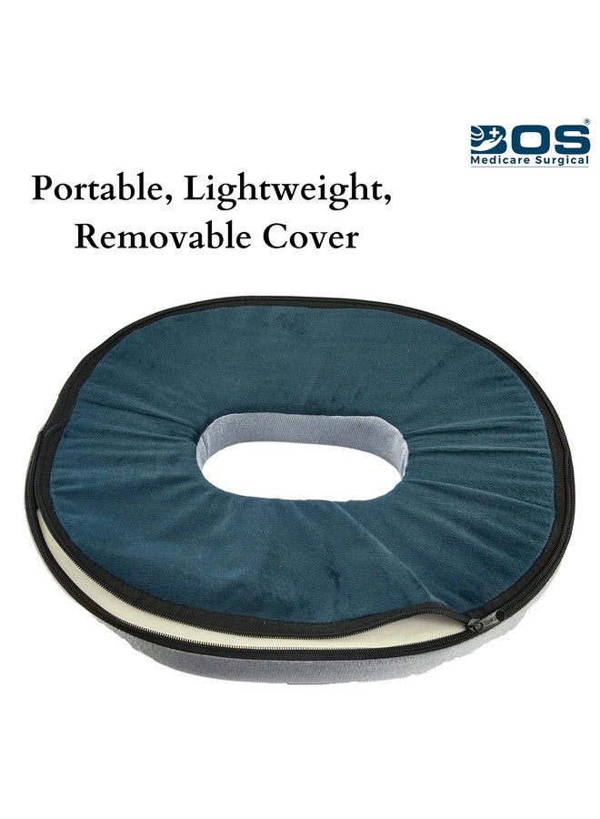 BOS MEDICARE SURGICAL وسادة دائرية طبية من BOS مخصصة لتخفيف آلام العصعص، عرق النسا، أسفل الظهر، البواسير وآلام العمود الفقري - حلقة مريحة من رغوة الذاكرة لمقعد المكتب ومقعد السيارة (أزرق) - Image 5