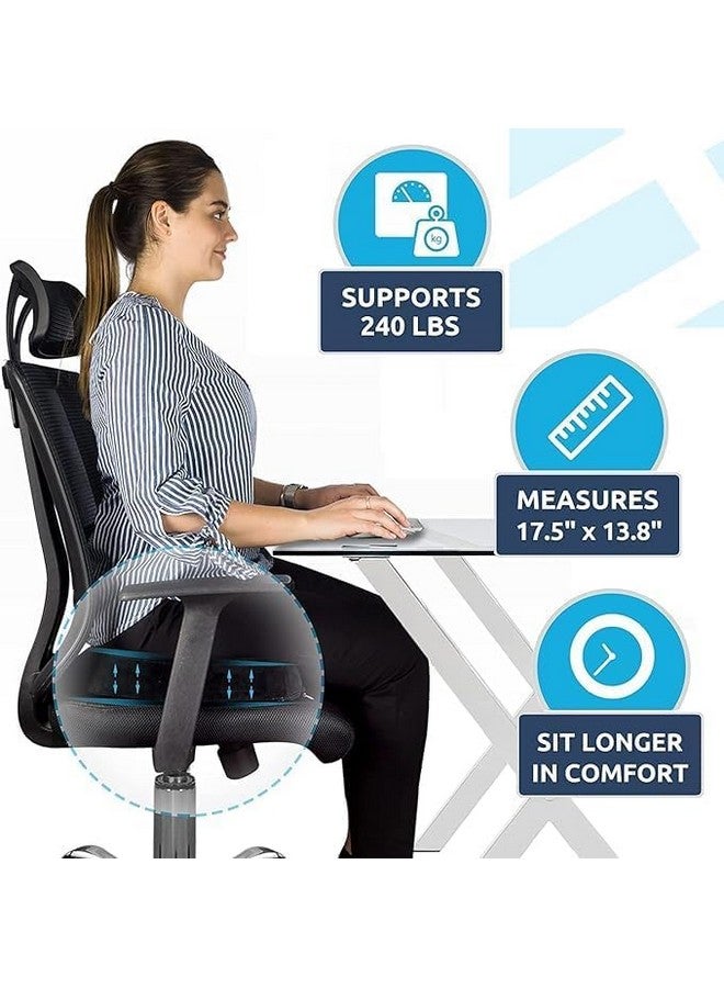 BOS MEDICARE SURGICAL وسادة دائرية طبية من BOS مخصصة لتخفيف آلام العصعص، عرق النسا، أسفل الظهر، البواسير وآلام العمود الفقري - حلقة مريحة من رغوة الذاكرة لمقعد المكتب ومقعد السيارة (أزرق) - Image 4