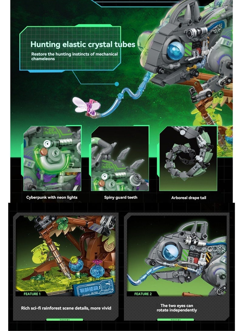 Mechanical Creation Chameleon Neon Body Model Set Building Blocks Creative Diy Collection Building Assembly Toys Children Adult Home Decoration - Image 3