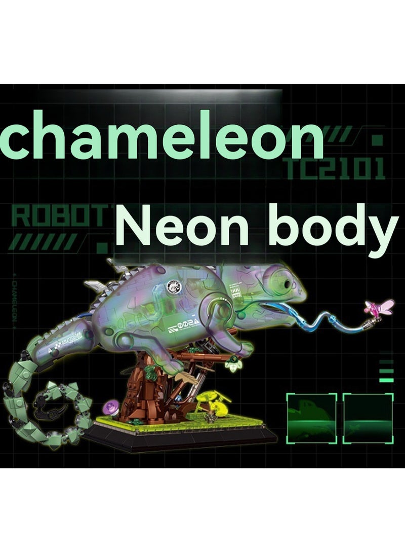 Mechanical Creation Chameleon Neon Body Model Set Building Blocks Creative Diy Collection Building Assembly Toys Children Adult Home Decoration - Image 4