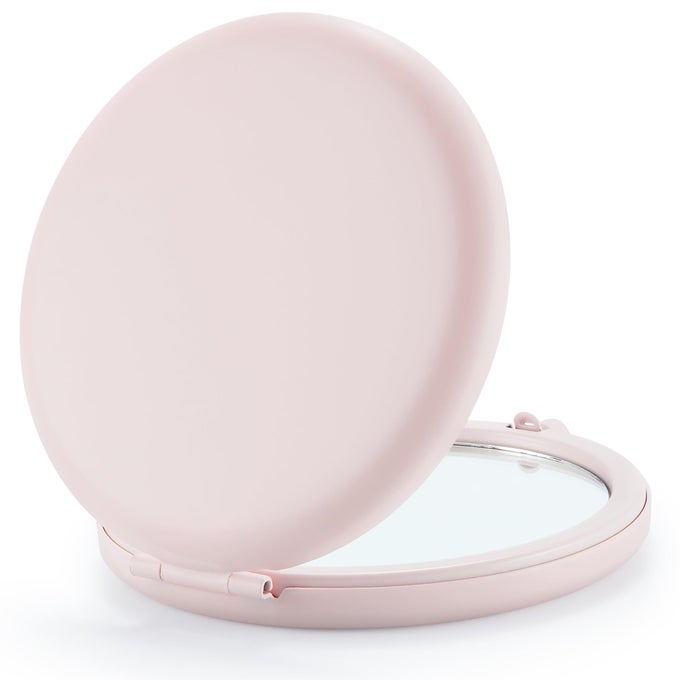 COMPACT MIRROR FOR PURSE DOUBLESIDED 1X2X MAGNIFYING METAL POCKET MAKEUP MIRRORSROUNDPINK MARSHMALLOW
