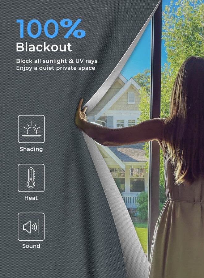 Sumobaby 50"x57" Portable Blackout Curtains for Bedroom,Blackout Window Cover with Hook & Loop Tapes,Blackout Window Shades 100%,Window Curtains Easy to Cut Fit for Baby Room and TV Room (Gray) - Image 2