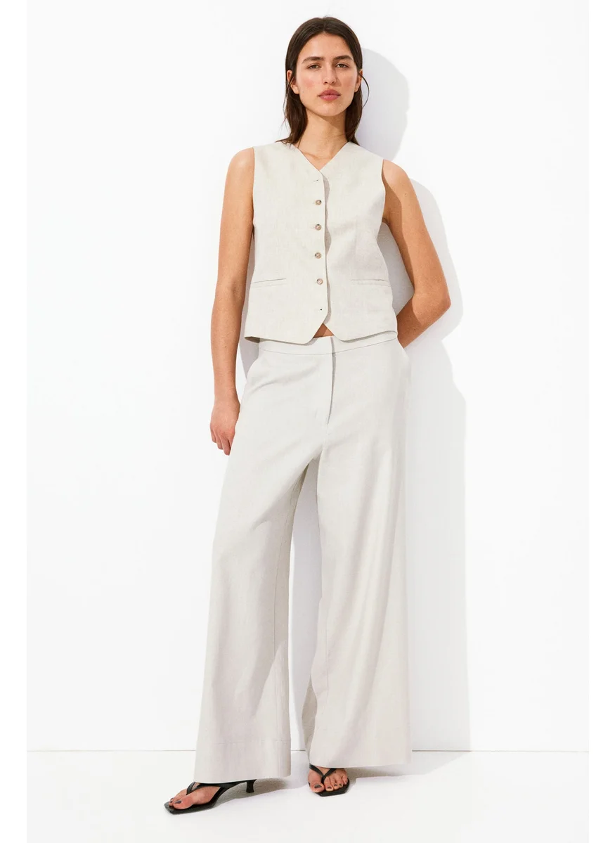 H&M Wide Linen-Blend Trousers