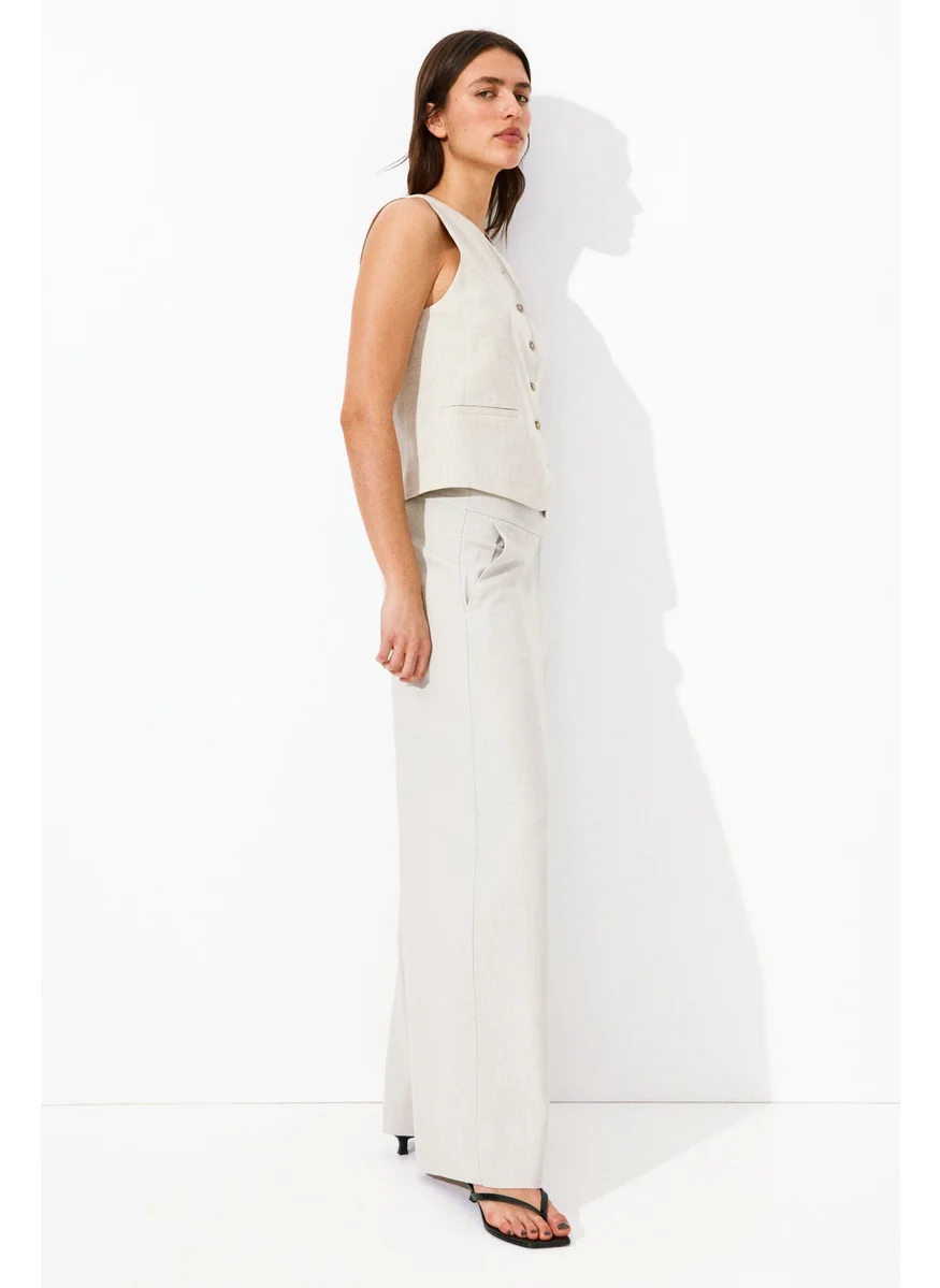 H&M Wide Linen-Blend Trousers