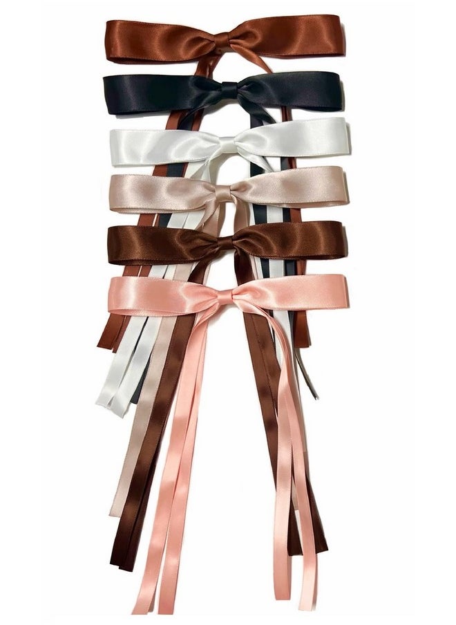 Tobeffect - Hair Bows For Women Bow Hair Clips Cute Hair Ribbons With Long Tails Girls Ribbon Bows For Hair Bowknot Barrettes Tassel Hair Bow Clips 6Pcs Fashion Hair Accessories For Women - Image 1