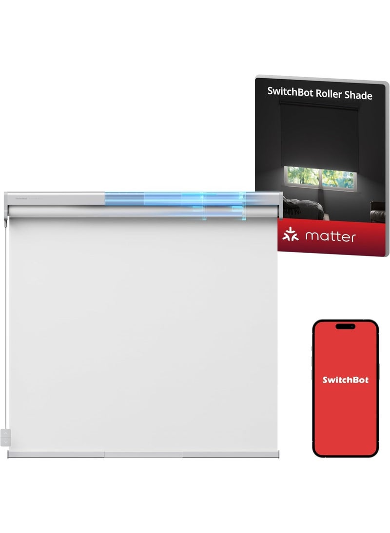 SwitchBot Adjustable Roller Shade | Smart Automatic Blinds, Fits Any Window, Blackout Blinds for Windows Room Darkening Rolled Up Shades (58.5-80cm, Small) - White OR Grey - Image 1