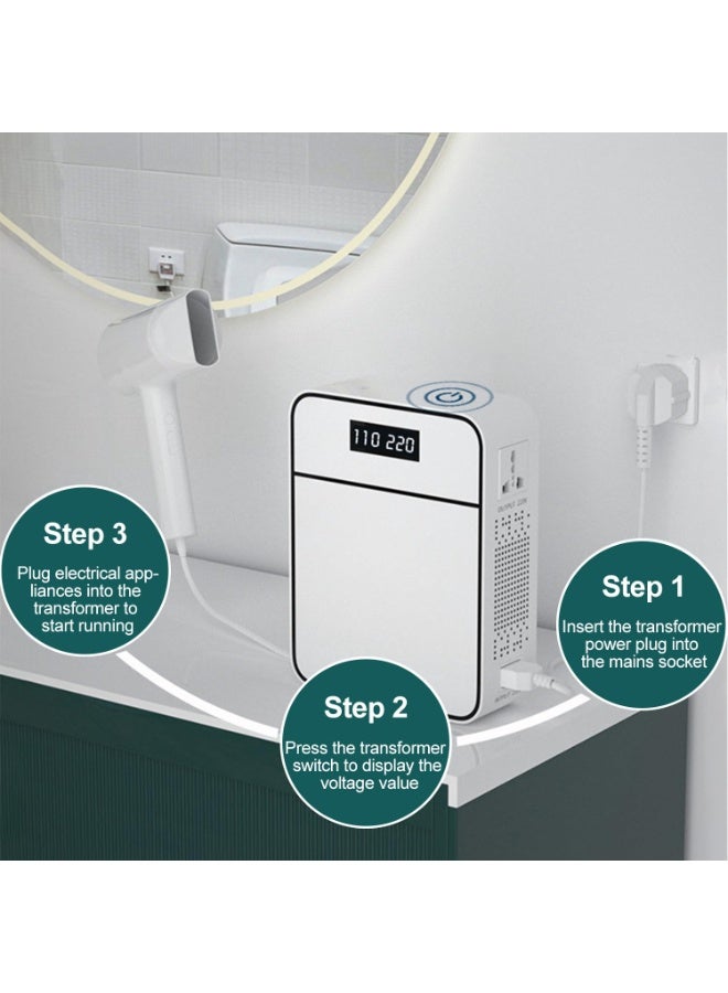 أجريون محول تنحي 220 فولت إلى 110 فولت محول جهد للاستخدام المنزلي لاستخدام أجهزة الولايات المتحدة ودول أخرى في الإمارات العربية المتحدة السعودية أو مناطق 220 فولت أخرى (1 كيلوواط) - Image 4