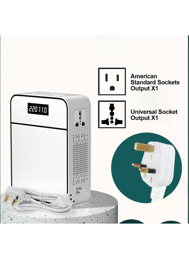أجريون محول تنحي 220 فولت إلى 110 فولت محول جهد للاستخدام المنزلي لاستخدام أجهزة الولايات المتحدة ودول أخرى في الإمارات العربية المتحدة السعودية أو مناطق 220 فولت أخرى (1 كيلوواط) - Image 2
