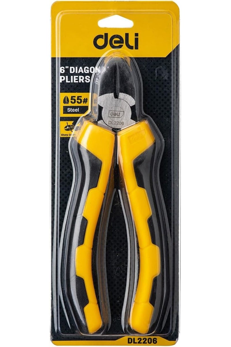 Deli 6 Inch Diagonal Cutting Pliers, Black/Yellow - Image 1