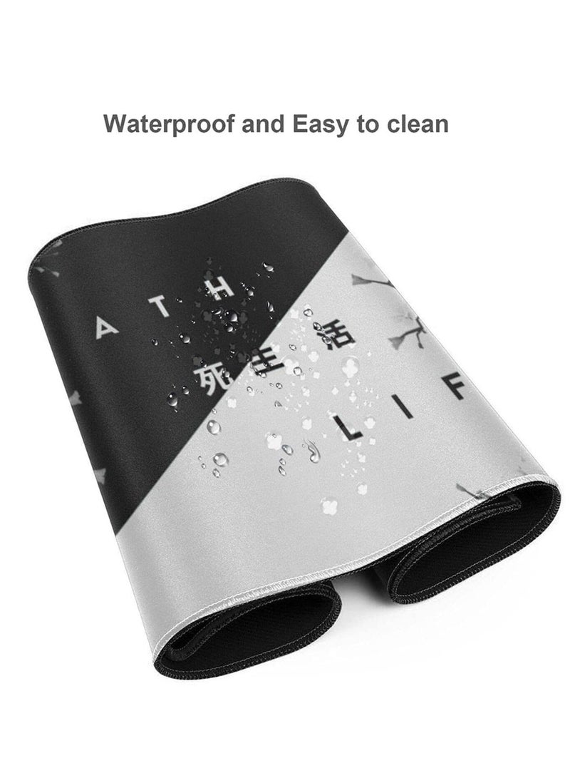Gaming Mouse Pad Black and White Cherry Blossom,Extended Large Mouse Mat Desk Pad, Stitched Edges Mousepad, Long Non-Slip Rubber Base Mice Pad - Image 3
