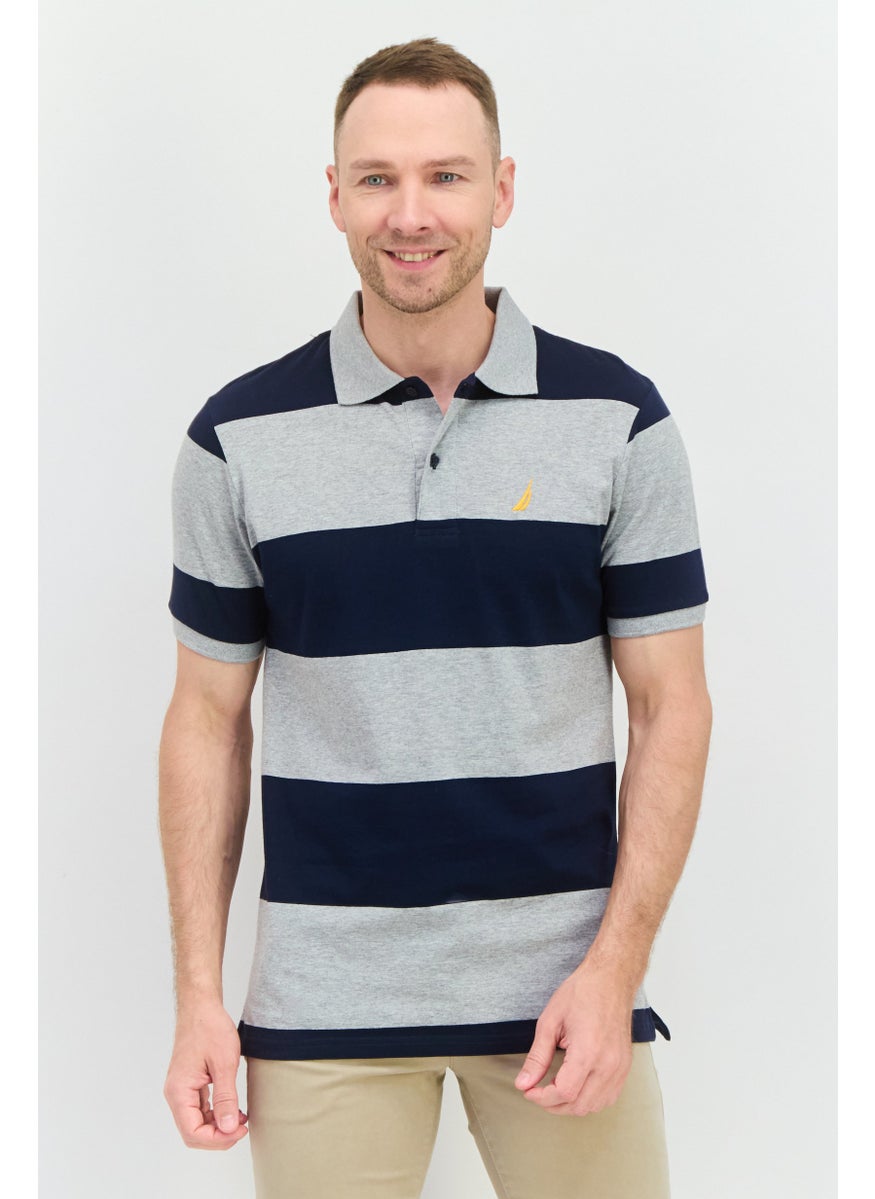 NAUTICA Men Regular Fit Embroidered Logo Short Sleeves Polo, Navy  - Image 3