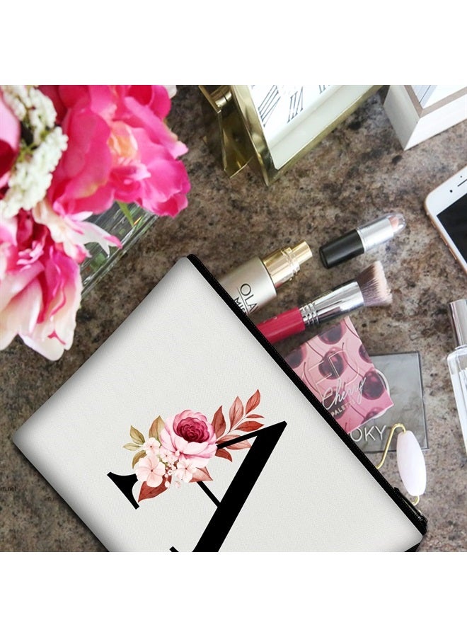 Vavabox A-Z Personalized Makeup Bag, Birthday Gifts for Women Mom, Gifts for Best Friend, Bride Bridesmaid Cosmetic bag (A, White) - Image 3