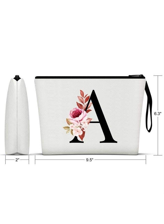 Vavabox A-Z Personalized Makeup Bag, Birthday Gifts for Women Mom, Gifts for Best Friend, Bride Bridesmaid Cosmetic bag (A, White) - Image 2