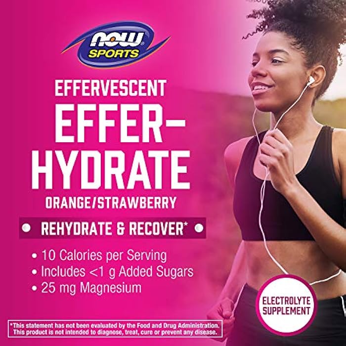 now Sports Nutrition, Effervescent Effer-Hydrate, Electrolyte Supplement, Recovery*, Orange Strawberry, 10 Tablets - Image 4