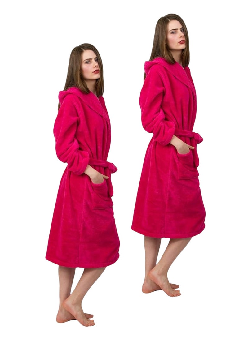 White Rose 2 Pieces Pinkish Red Color Spa Terry Bathrobe Small size  - Image 1