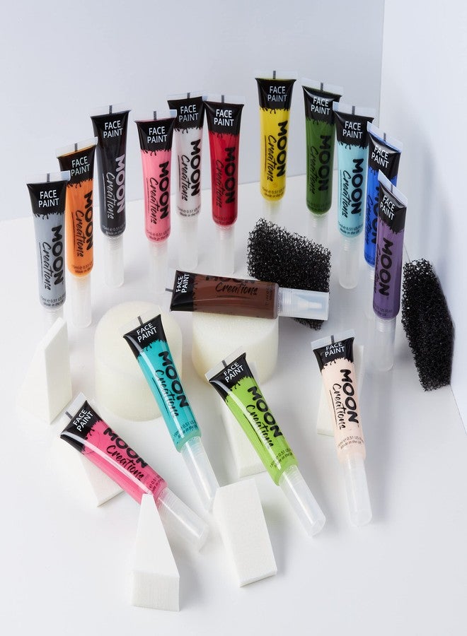 Moon Creations Face & Body Paint with Brush Applicator by Moon Creations - 0.50fl oz - Set of 16 colours - Image 4