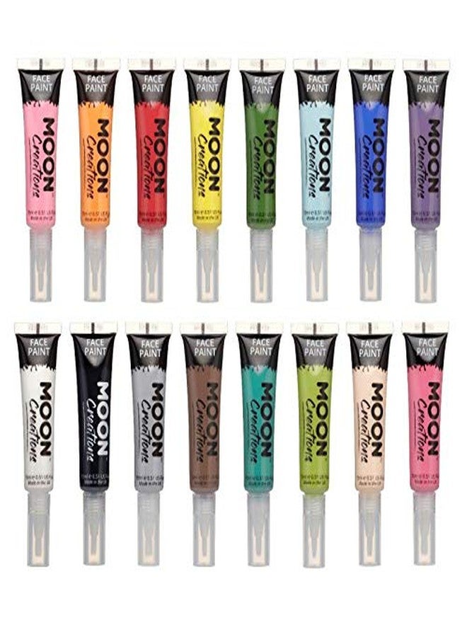 Moon Creations Face & Body Paint with Brush Applicator by Moon Creations - 0.50fl oz - Set of 16 colours - Image 1